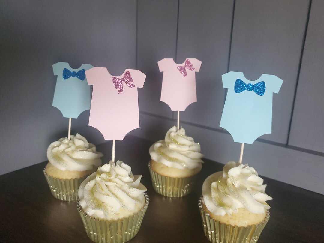 Morndew 24 PCS It's A Girl Cupcake Toppers With Bows - Baby Shower & Gender Reveal Party Decorations